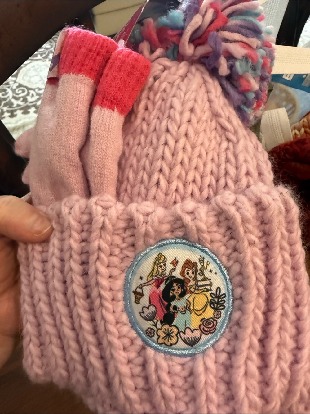 Disney hat and glove set one size kids new